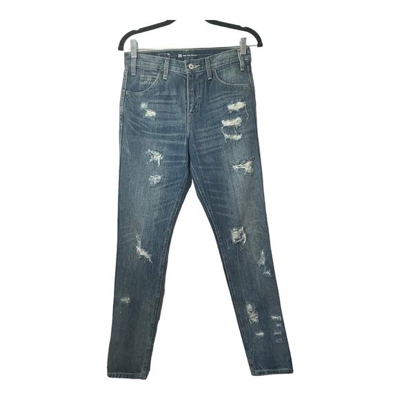 Levi's High Rise Skinny Jeans Orange Tab Sz 26 Distressed Ripped Cotton - Picture 1 of 7